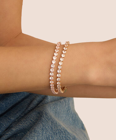 Bracciale Tennis Romantic Shine Metallo Rosa Cristallo