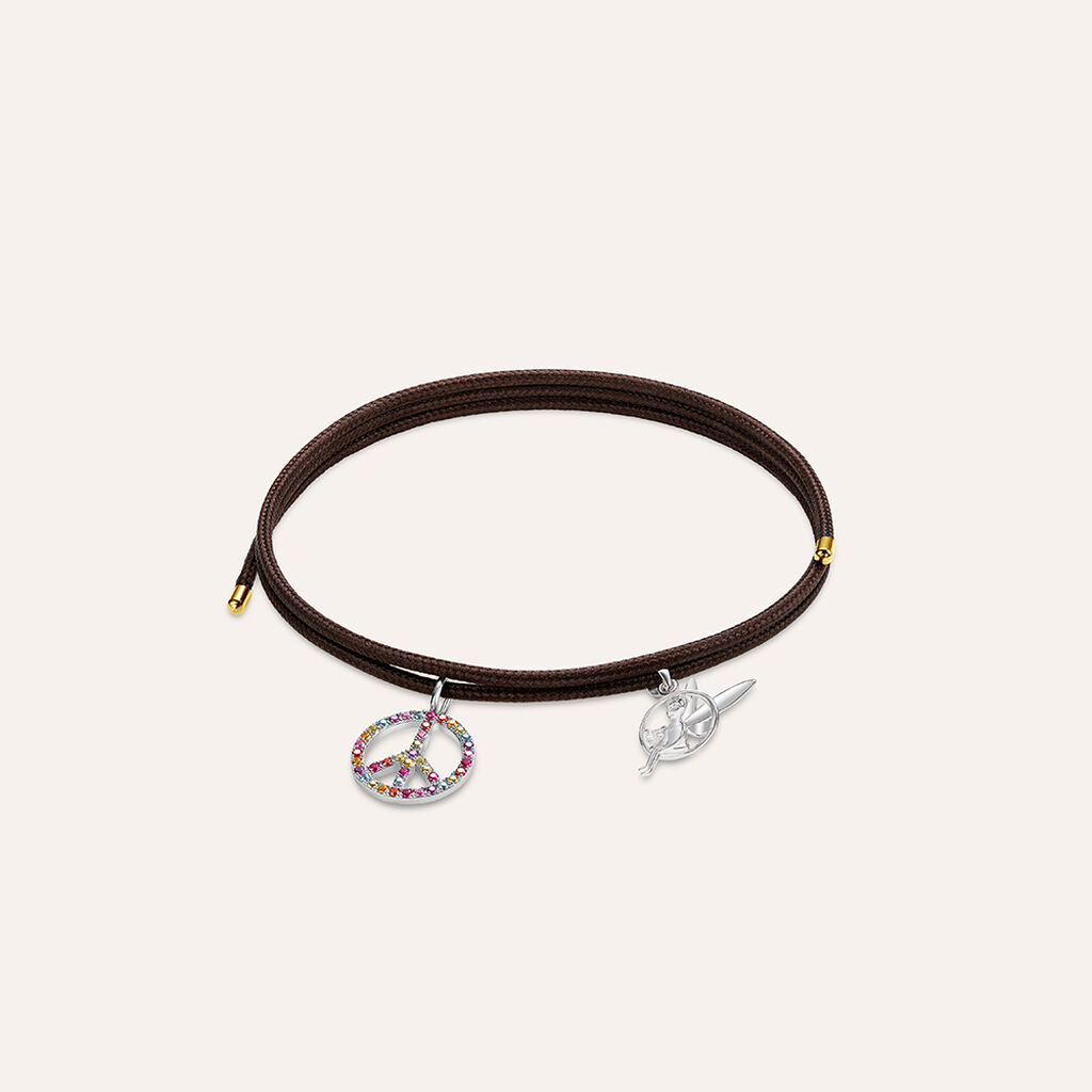 Choker Magnetico Cordino Marrone e Acciaio Dorato - Catenina Unisex | Stroili