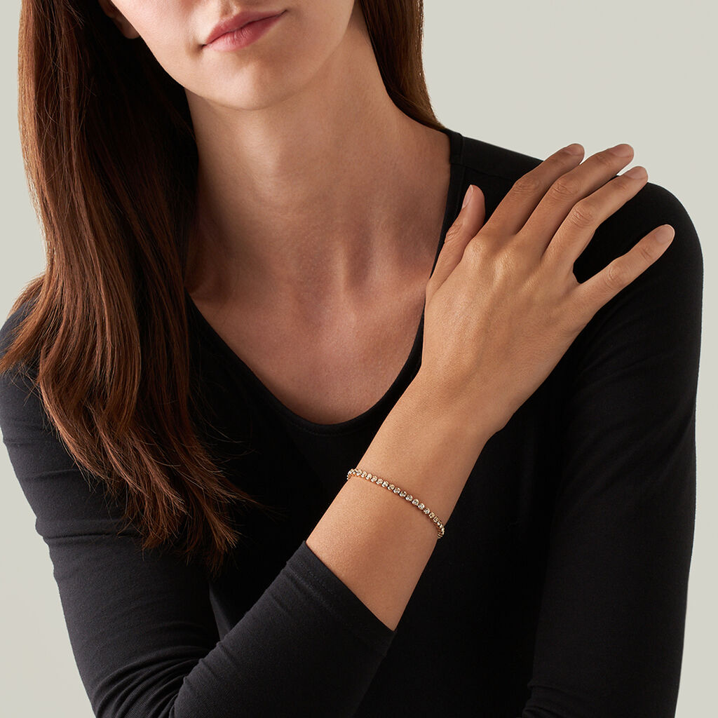 Bracciale Tennis Romantic Shine Metallo Dorato Cristallo - Bracciali Tennis Donna | Stroili