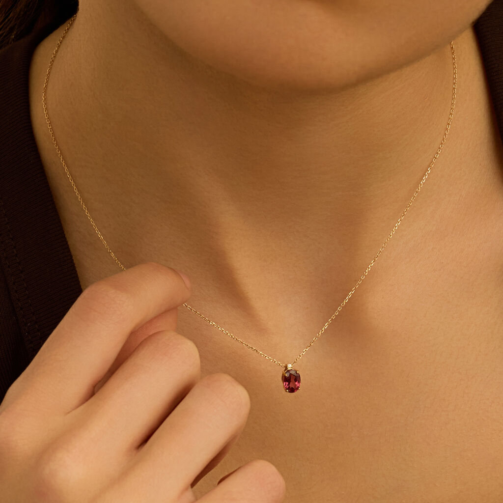 Collana Punto Luce Jasmine Oro Giallo Rodolite Diamante