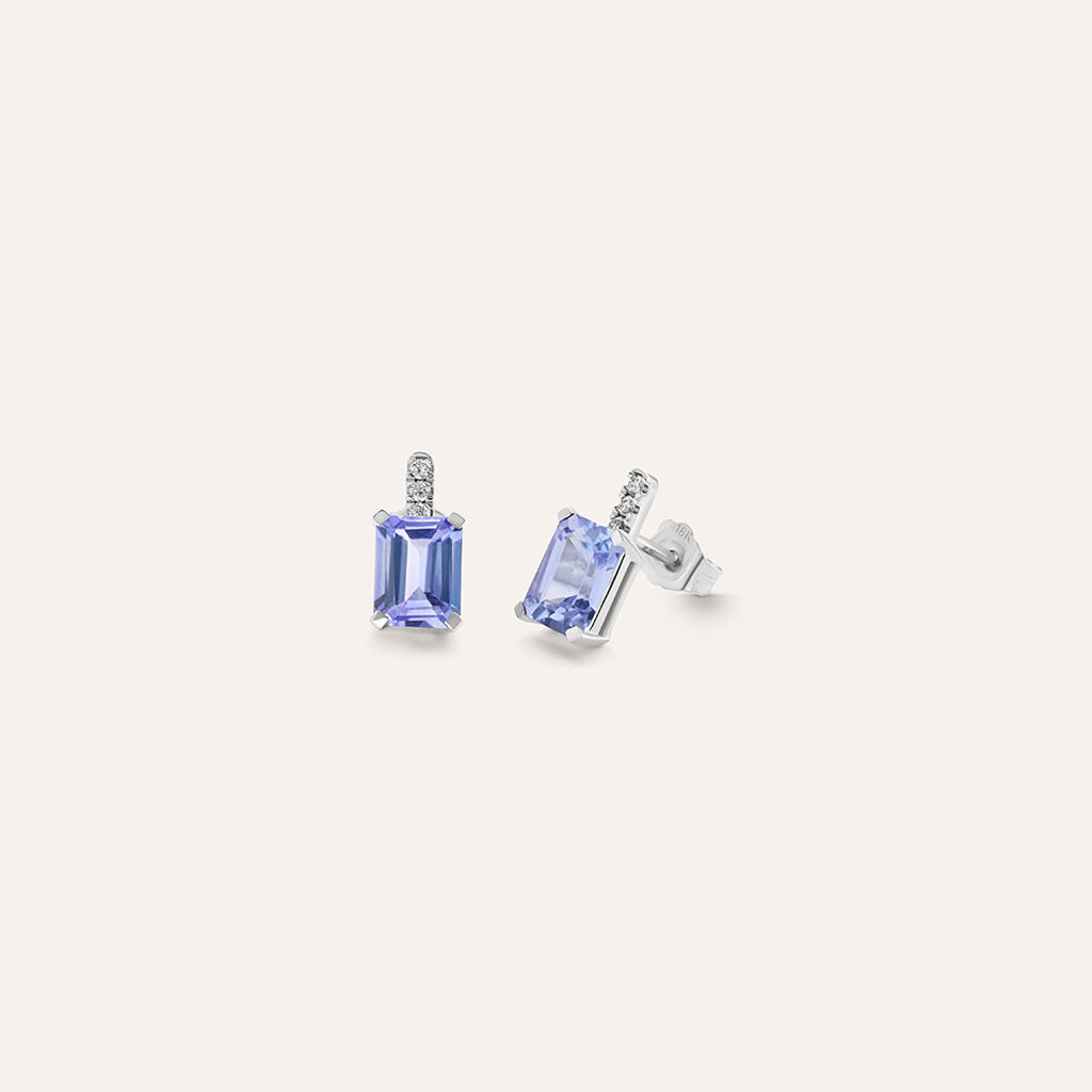 Orecchini Lobo Jasmine Oro Bianco Tanzanite Diamante - Orecchini a Lobo Donna | Stroili