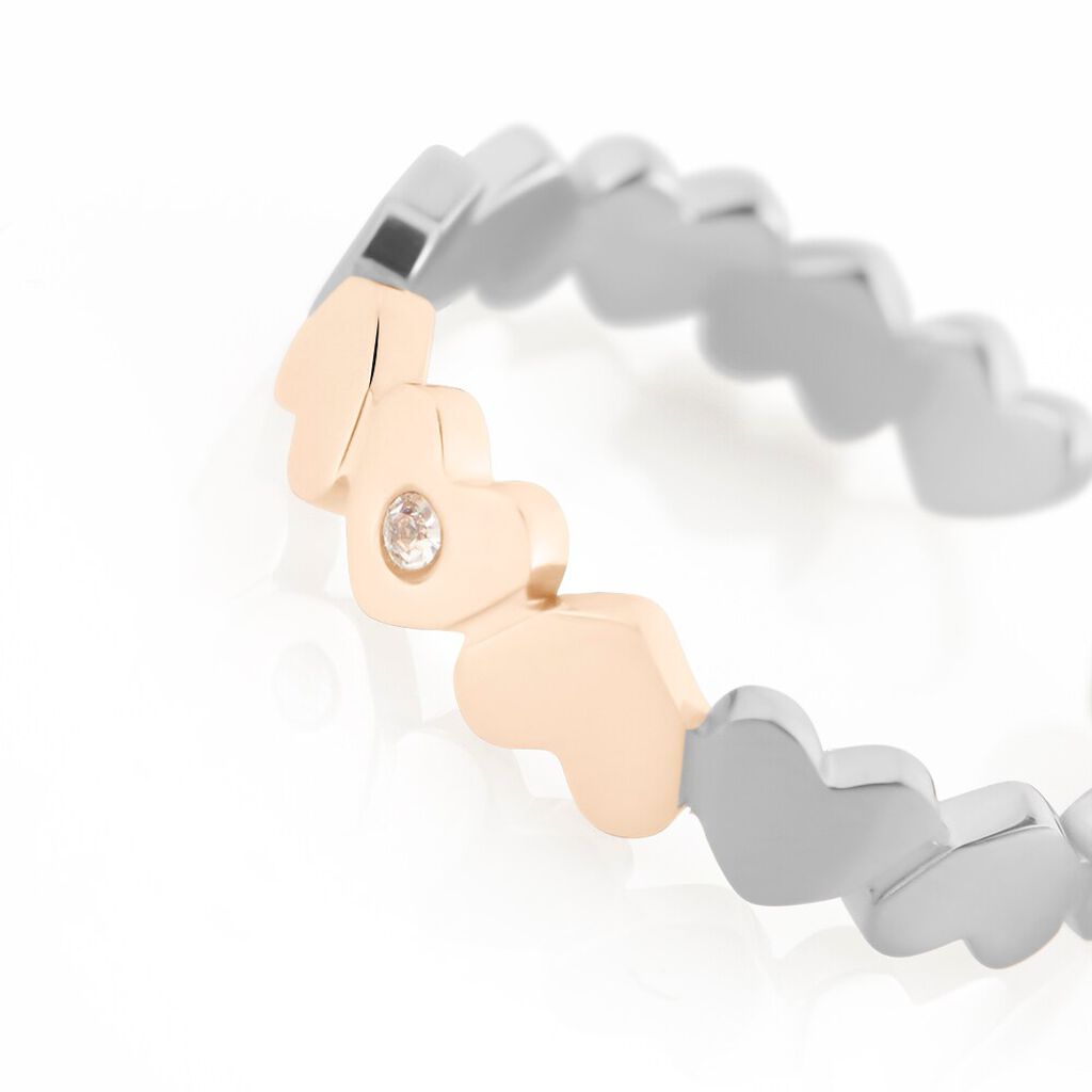 Anello Fantasia Lady Chic Acciaio Bicolore Bianco / Rosa Cristallo - Anelli con Pietre Donna | Stroili