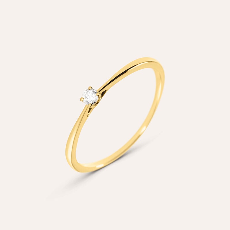Anello Solitario Grace Oro Giallo Diamante - Anelli con Pietre Donna | Stroili