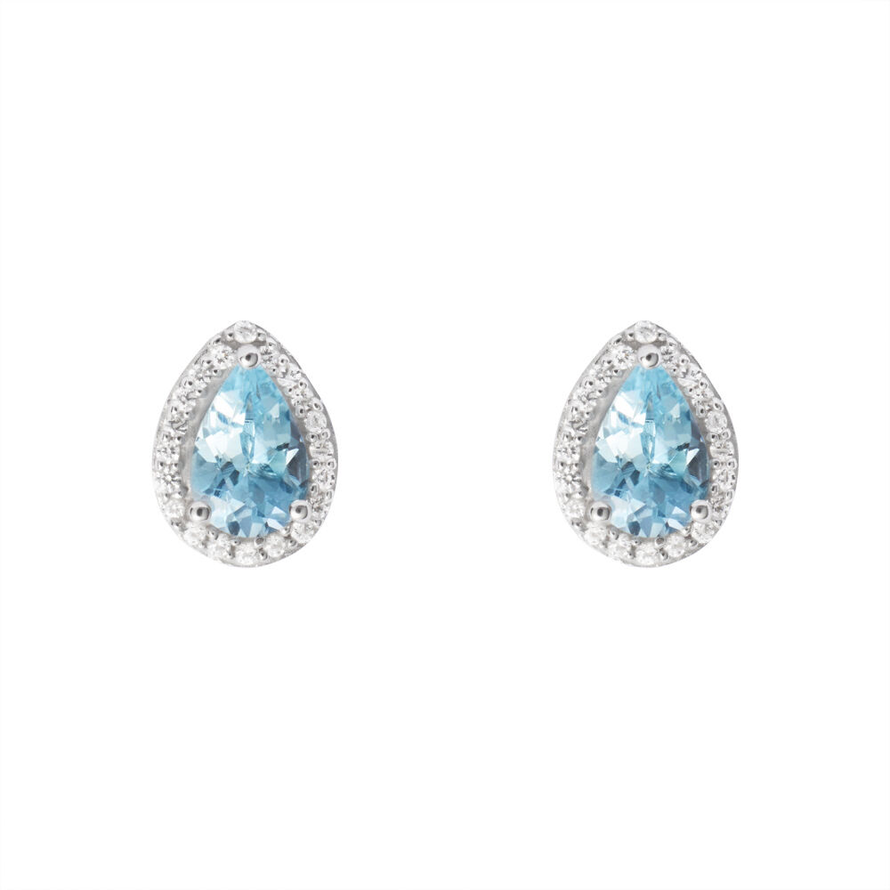 Orecchini Lobo Punto Luce Am lie Oro Bianco Topazio Cubic Zirconia
