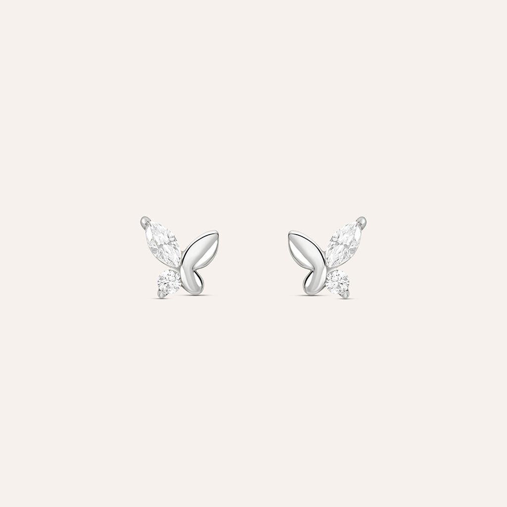 Orecchini Lobo Bon Ton Oro Bianco Cubic Zirconia - Orecchini a Lobo Donna | Stroili