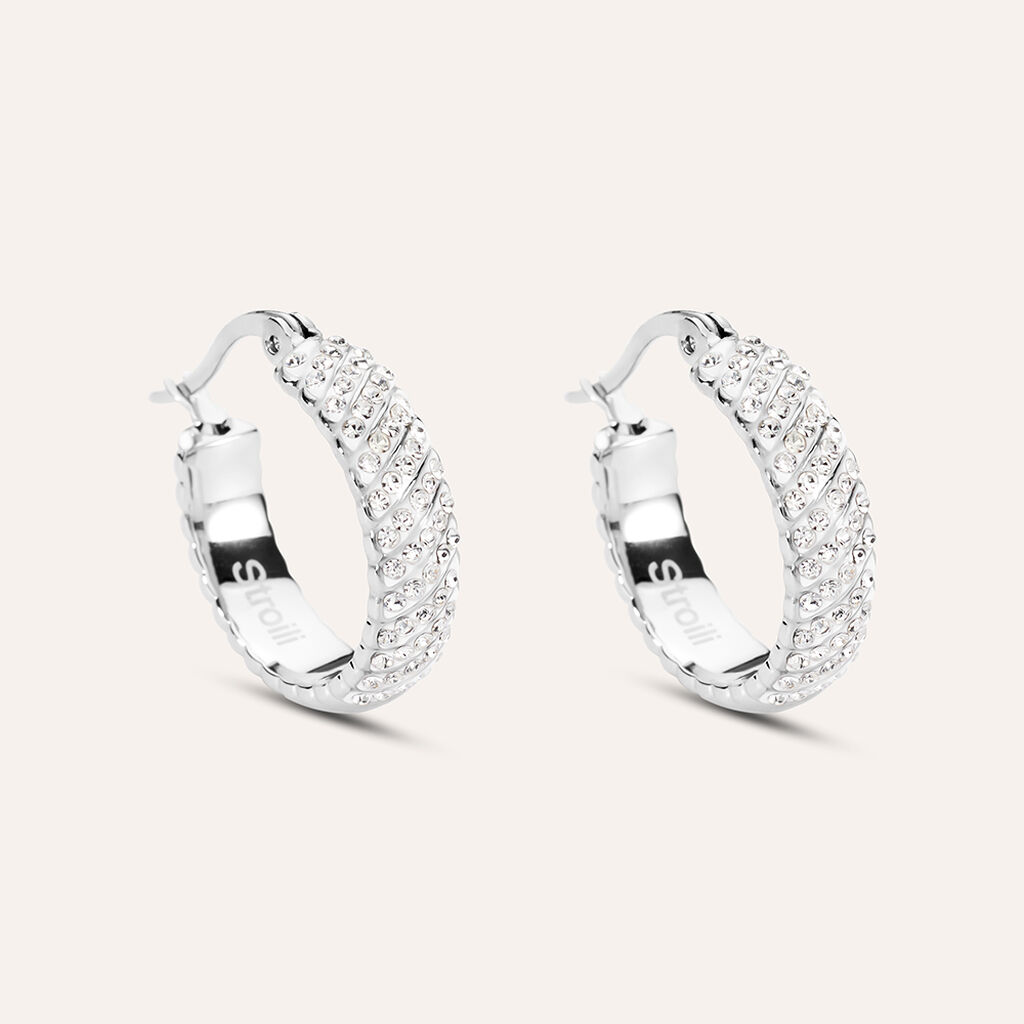 Orecchini A Cerchio Aura Acciaio Cristallo