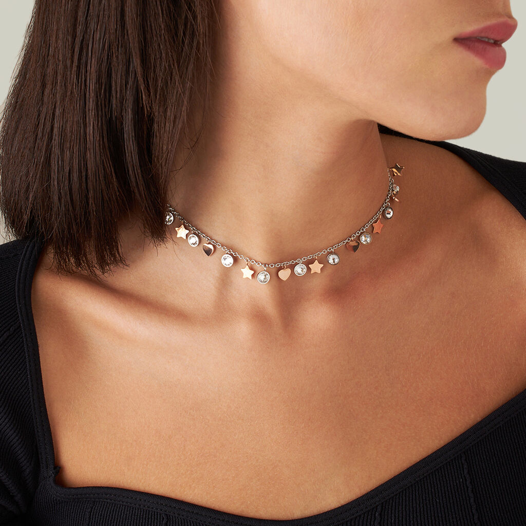 Collana Lady Chic Acciaio Bicolore Bianco / Rosa Cristallo - Collane Donna | Stroili