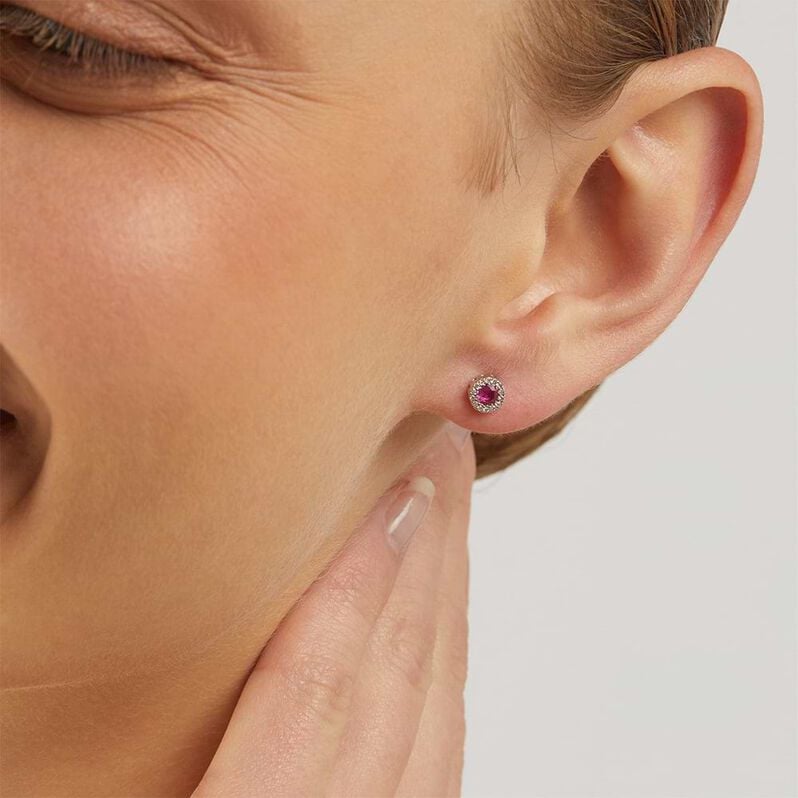 Orecchini Lobo Punto Luce Elizabeth Crown Oro Bianco Rubino Diamante - Orecchini a Lobo Donna | Stroili