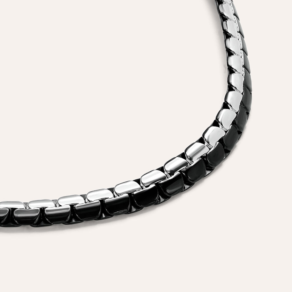 Bracciale Catena Man Code Acciaio Bicolore Bianco / Nero - Bracciali Uomo | Stroili