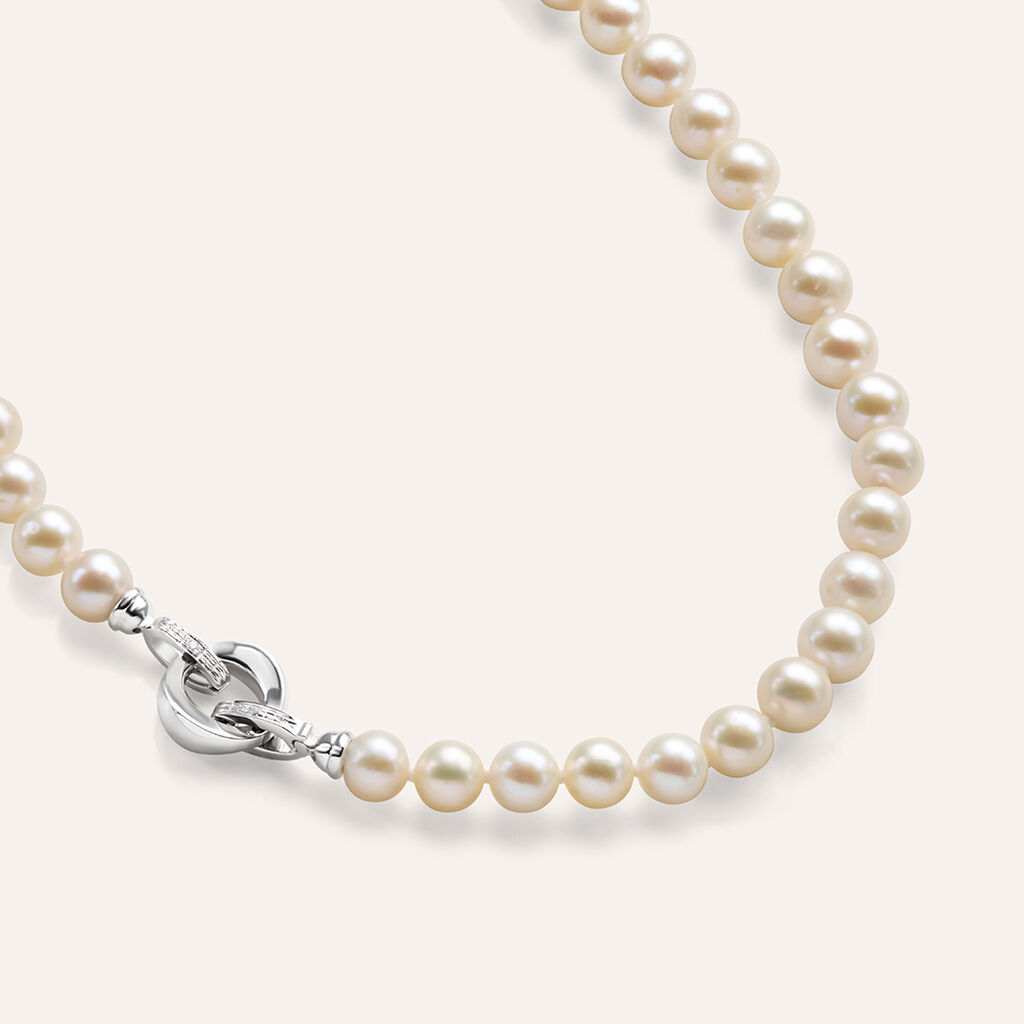 Collana Gold Pearls Oro Bianco Perla D'Acqua Dolce Diamante - Collane Donna | Stroili