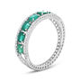 Anello Fascia Elizabeth Crown Oro Bianco Smeraldo Diamante