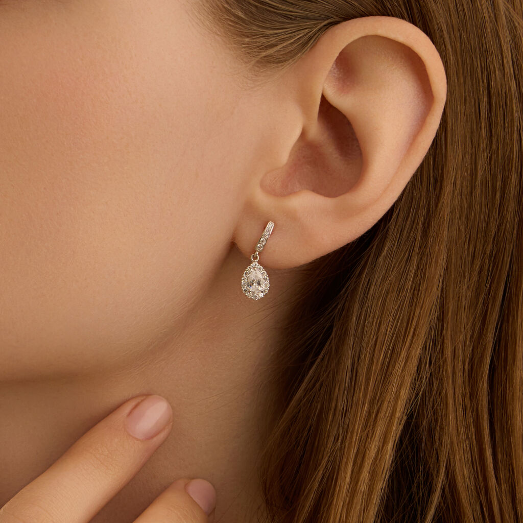 Orecchini Lobo Claire Oro Bianco Cubic Zirconia