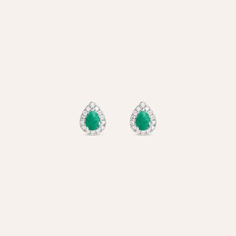 Orecchini Lobo Punto Luce Charlotte Oro Bianco Smeraldo Diamante - Orecchini a Lobo Donna | Stroili