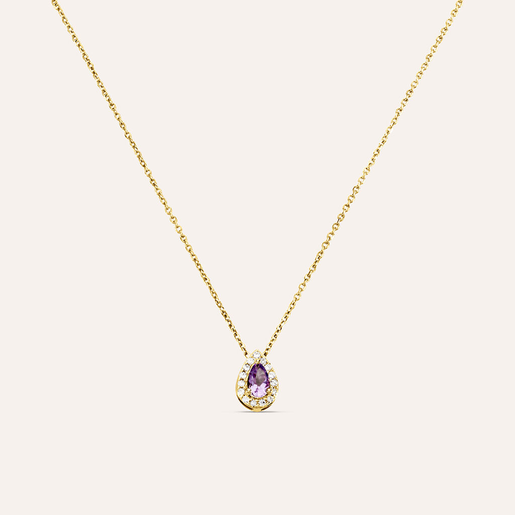 Collana Am&eacute;lie Oro Giallo Ametista Cubic Zirconia
