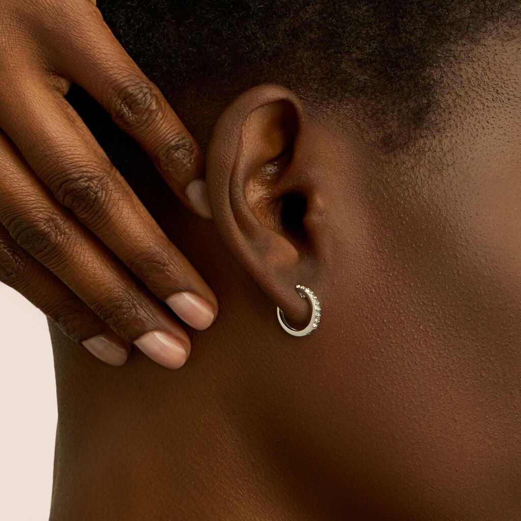 Orecchini A Cerchio Amélie Oro Bianco Topazio