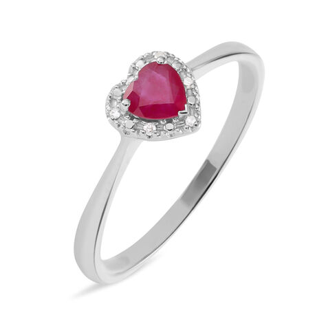 Anello Solitario Charlotte Oro Bianco Rubino Diamante - Anelli con Pietre Donna | Stroili