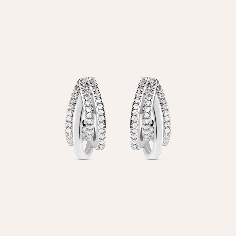 Orecchini A Cerchio Silver Shine Argento Rodiato Cubic Zirconia - Orecchini a Cerchio Donna | Stroili