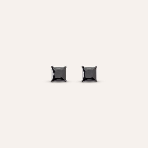 Orecchini Lobo Punto Luce Gentleman Argento Nero Cubic Zirconia - Orecchini a Lobo Uomo | Stroili