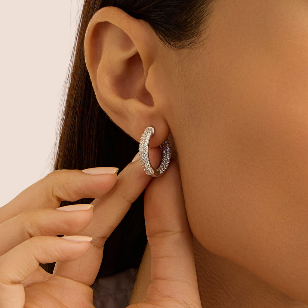 Orecchini A Cerchio Silver Shine Argento Rodiato Cubic Zirconia - Orecchini a Cerchio Donna | Stroili