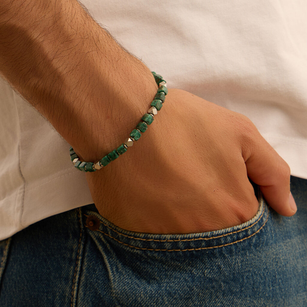 Bracciale Man Code Acciaio Turchese
