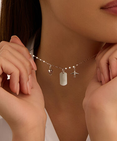 Pendente Po&egrave;me Oro Bianco Cubic Zirconia