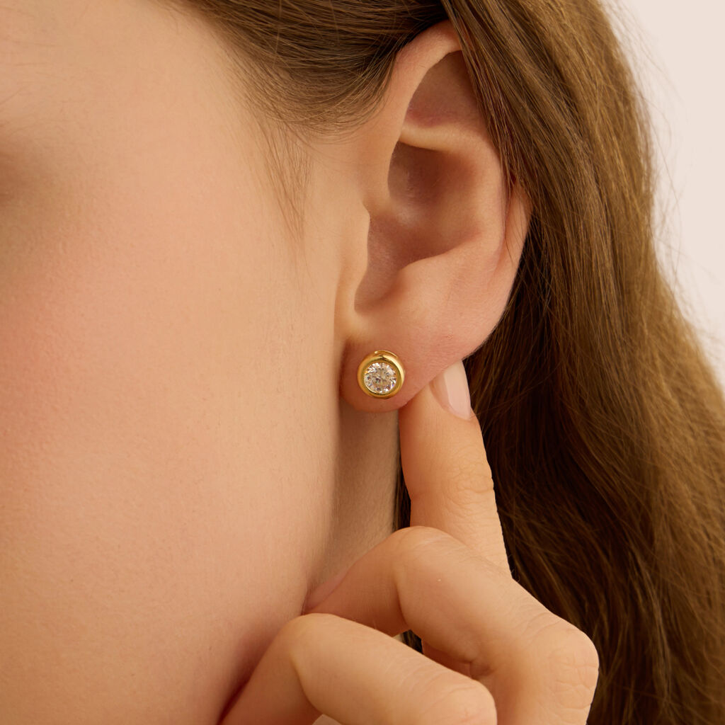 Orecchini Lobo Punto Luce Claire Oro Giallo Cubic Zirconia