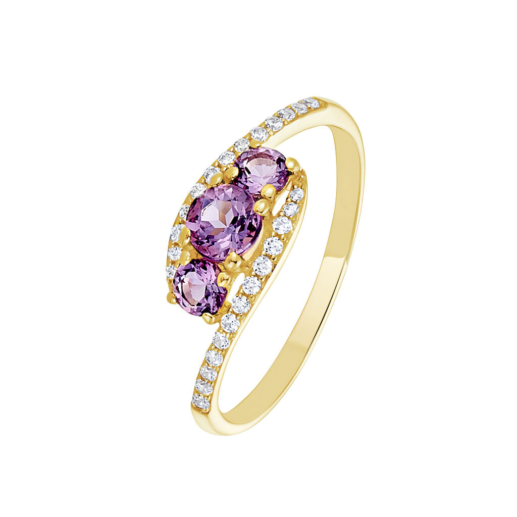 Anello Trilogy Amélie Oro Giallo Ametista Cubic Zirconia - Anelli con Pietre Donna | Stroili