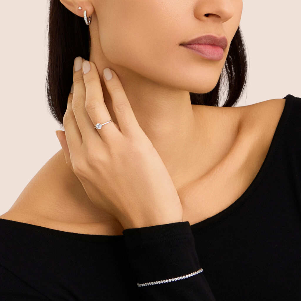 Orecchini Lobo Punto Luce Silver Elegance Argento Rodiato Cubic Zirconia
