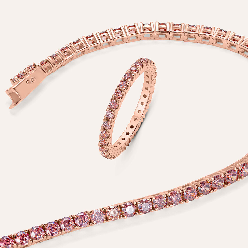 Bracciale Tennis Silver Rainbow Argento Rosato Cubic Zirconia