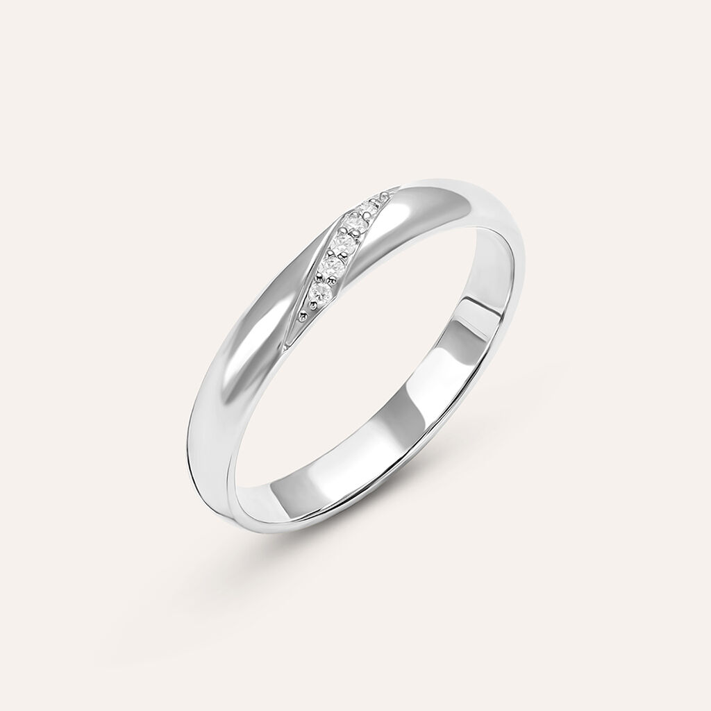 Fede Comoda 3 mm Oro Bianco Diamante - Anelli con Incisione Donna | Stroili