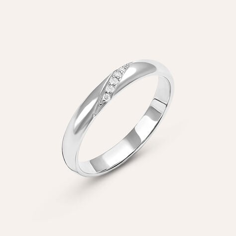 Fede Comoda 3 mm Oro Bianco Diamante - Anelli con Incisione Donna | Stroili