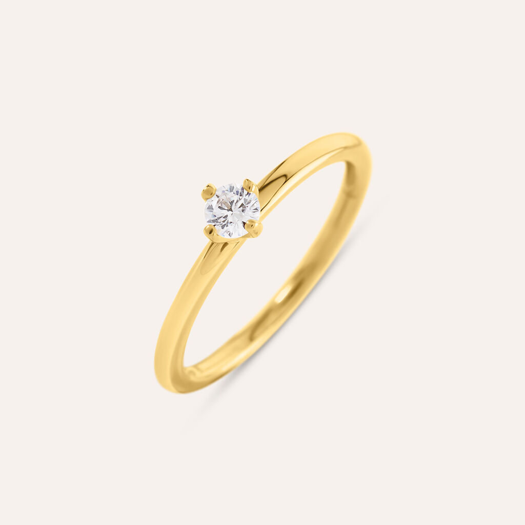 Anello Solitario Desideria Argento Nobile Dorato Cubic Zirconia