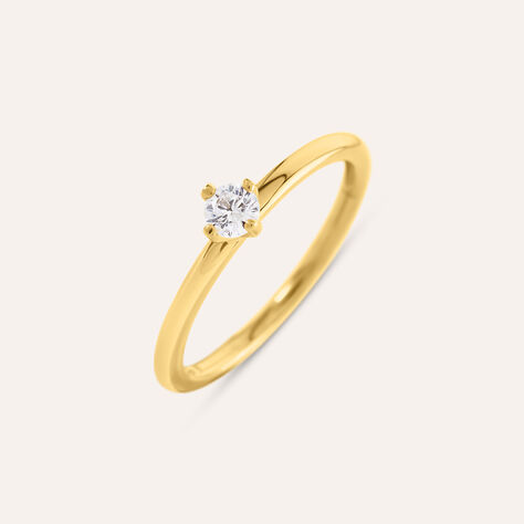 Anello Solitario Desideria Argento Nobile Dorato Cubic Zirconia - Anelli con Pietre Donna | Stroili
