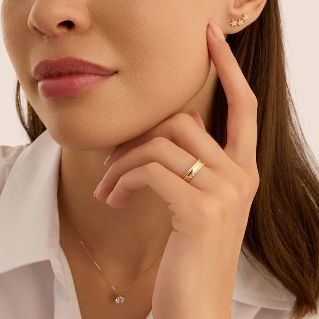 Orecchini Lobo Bon Ton Oro Giallo Cubic Zirconia