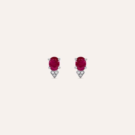 Orecchini Lobo Elizabeth Crown Oro Bianco Rubino Diamante - Orecchini a Lobo Donna | Stroili