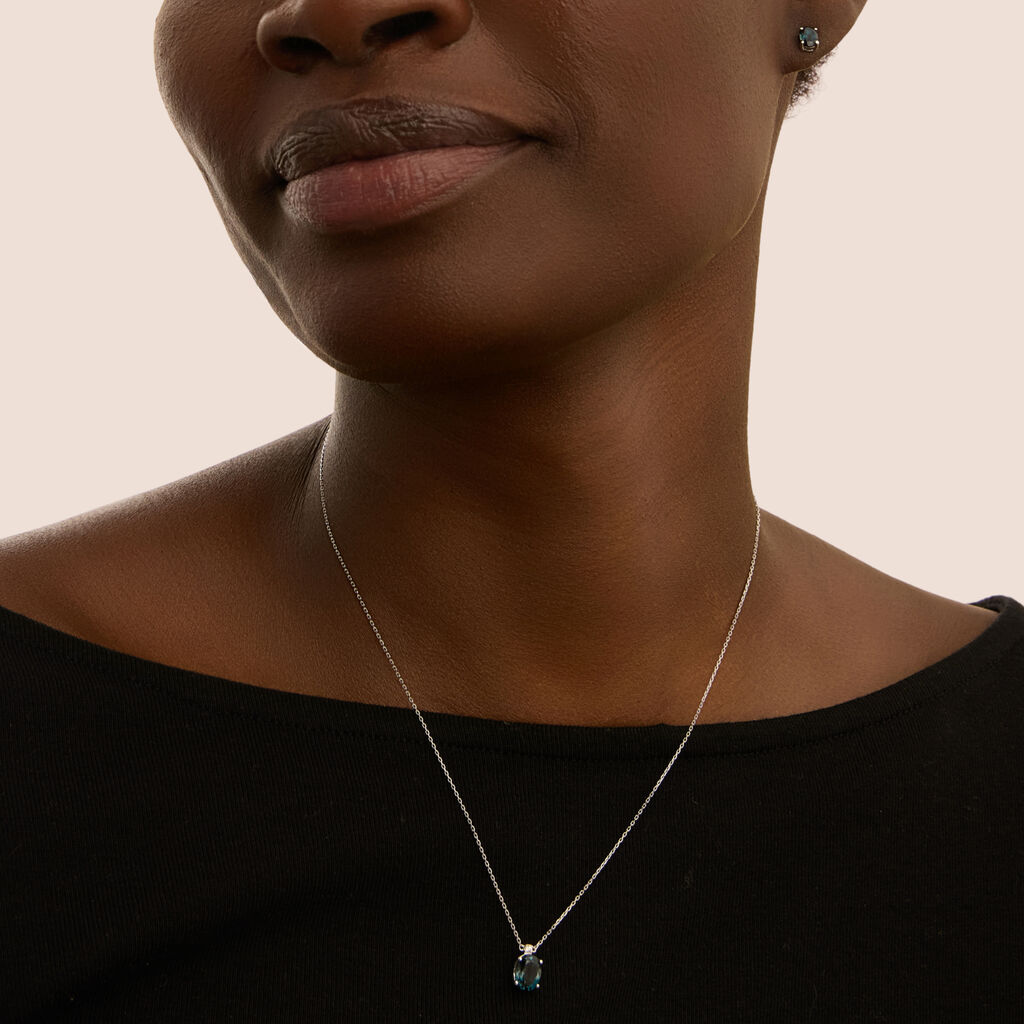 Orecchini Lobo Punto Luce Amélie Oro Bianco Topazio