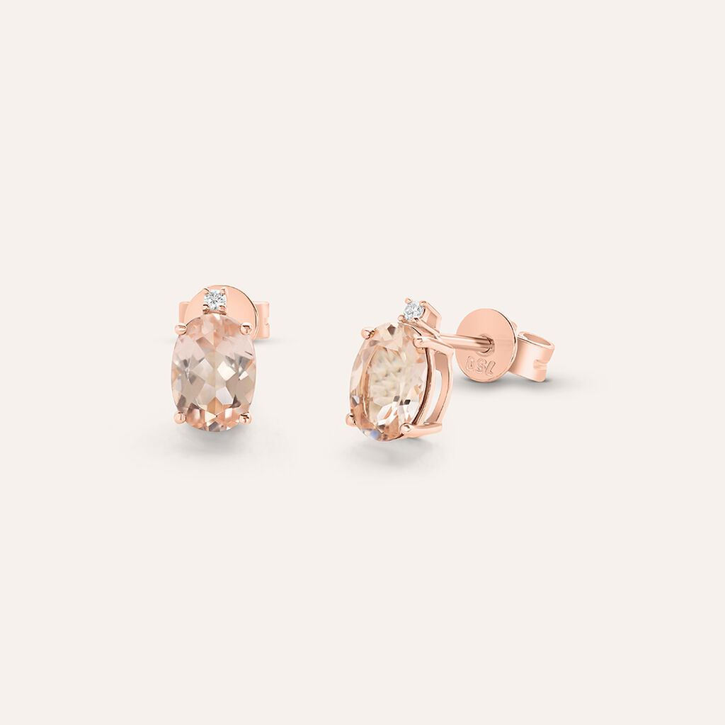 Orecchini Lobo Punto Luce Jasmine Oro Rosa Morganite Diamante - Orecchini a Lobo Donna | Stroili