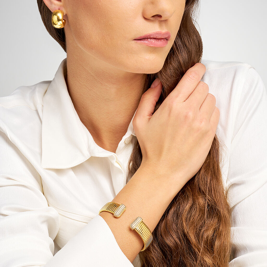 Bangle Lady Code Acciaio Dorato Cristallo - Bracciali Rigidi Donna | Stroili