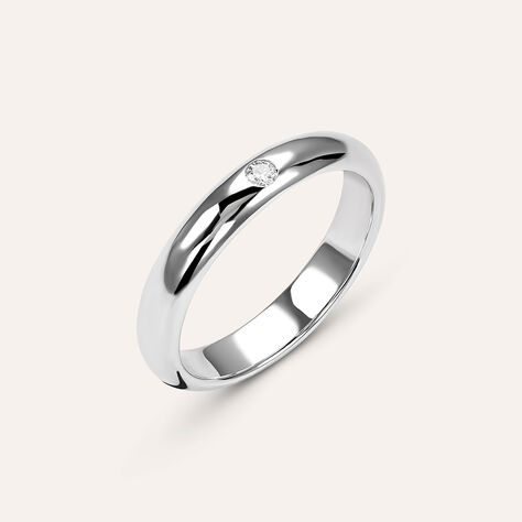 Fede Classica Leggera 3.6 mm Oro Bianco Diamante - Anelli con Incisione Unisex | Stroili