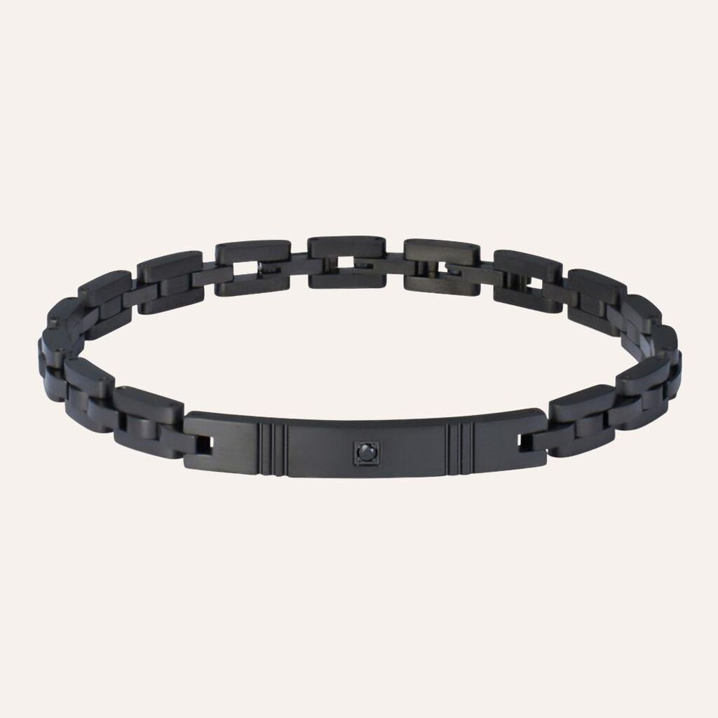 Bracciale Man Code Acciaio Nero Cristallo