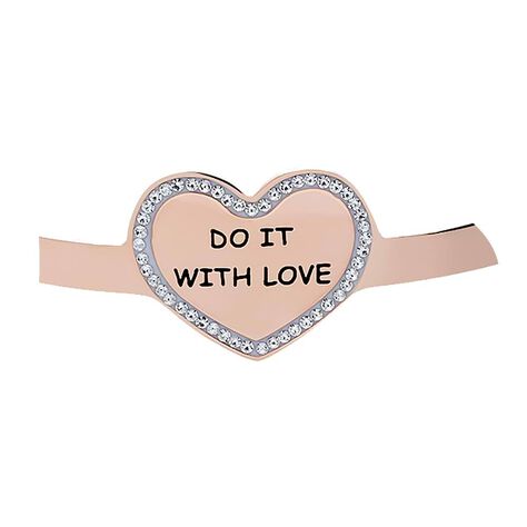 Bangle Do it with love in acciaio rosato e strass - Bracciali Donna | Stroili