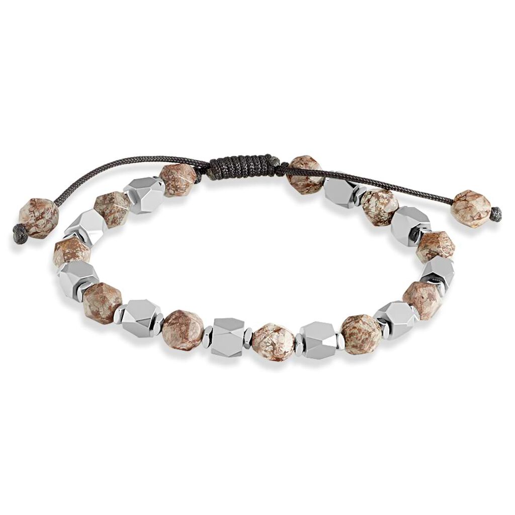 Bracciale in corda pietre e acciaio multicolore - Bracciali Uomo | Stroili