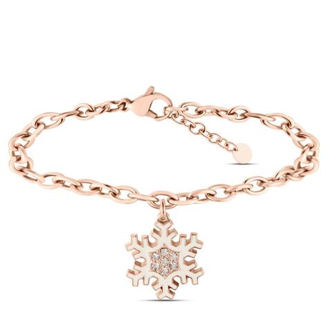 Bracciale Lady Sweet Acciaio Rosato Fiocco di neve e Cristalli - Bracciali Donna | Stroili