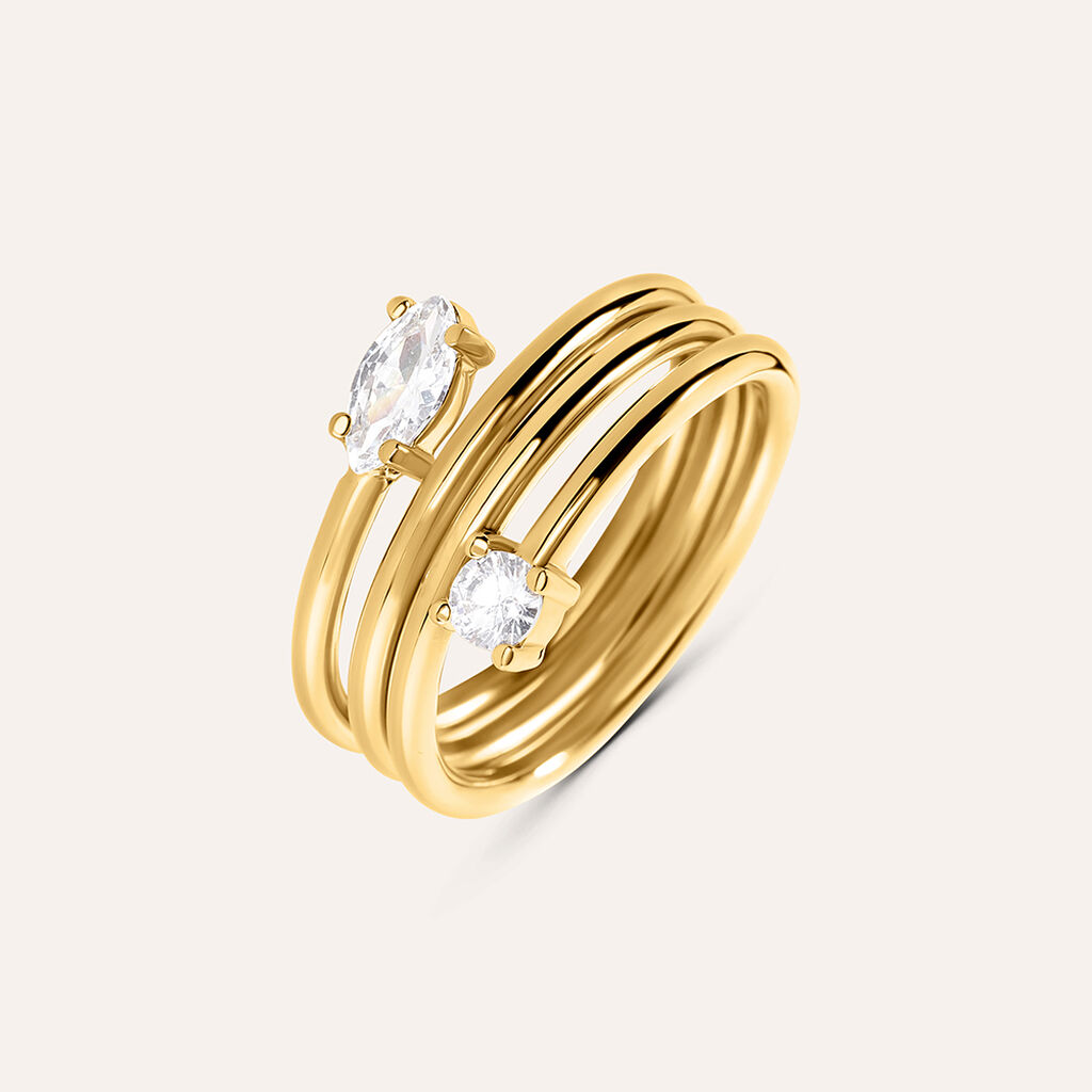 Anello Fascia Radiance Acciaio Dorato Cristallo