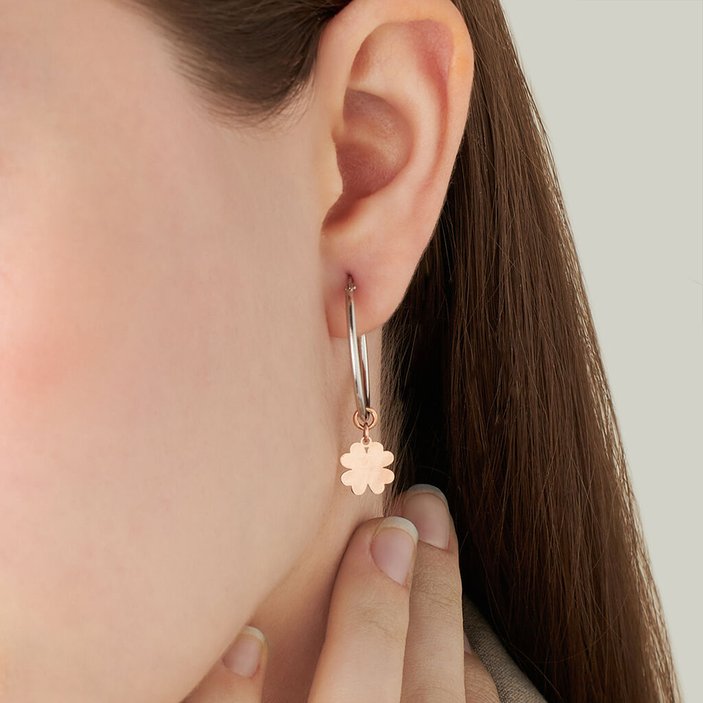 Orecchini A Cerchio Silver Collection Argento Bicolore Bianco / Rosa - Orecchini a Cerchio Donna | Stroili