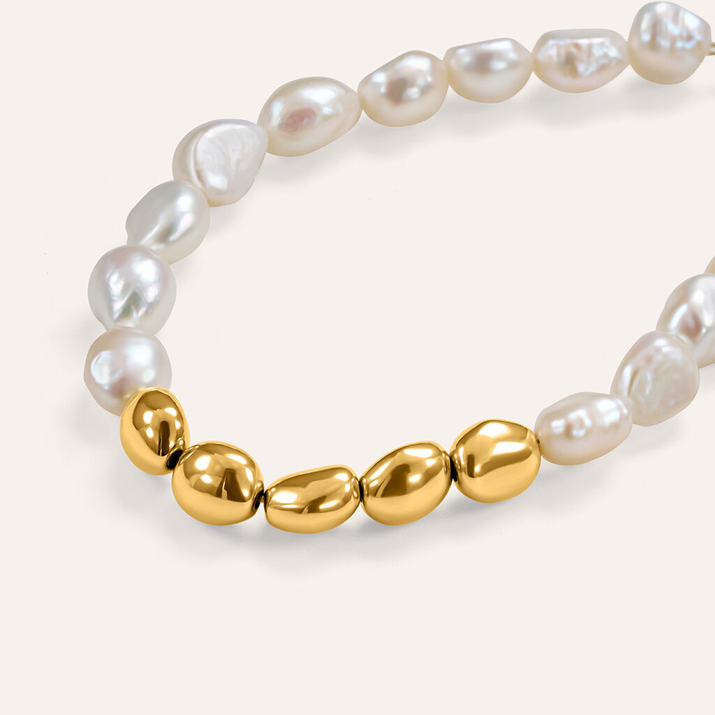 Bracciale Lady Code Acciaio Dorato Perla D'Acqua Dolce - Bracciali Donna | Stroili