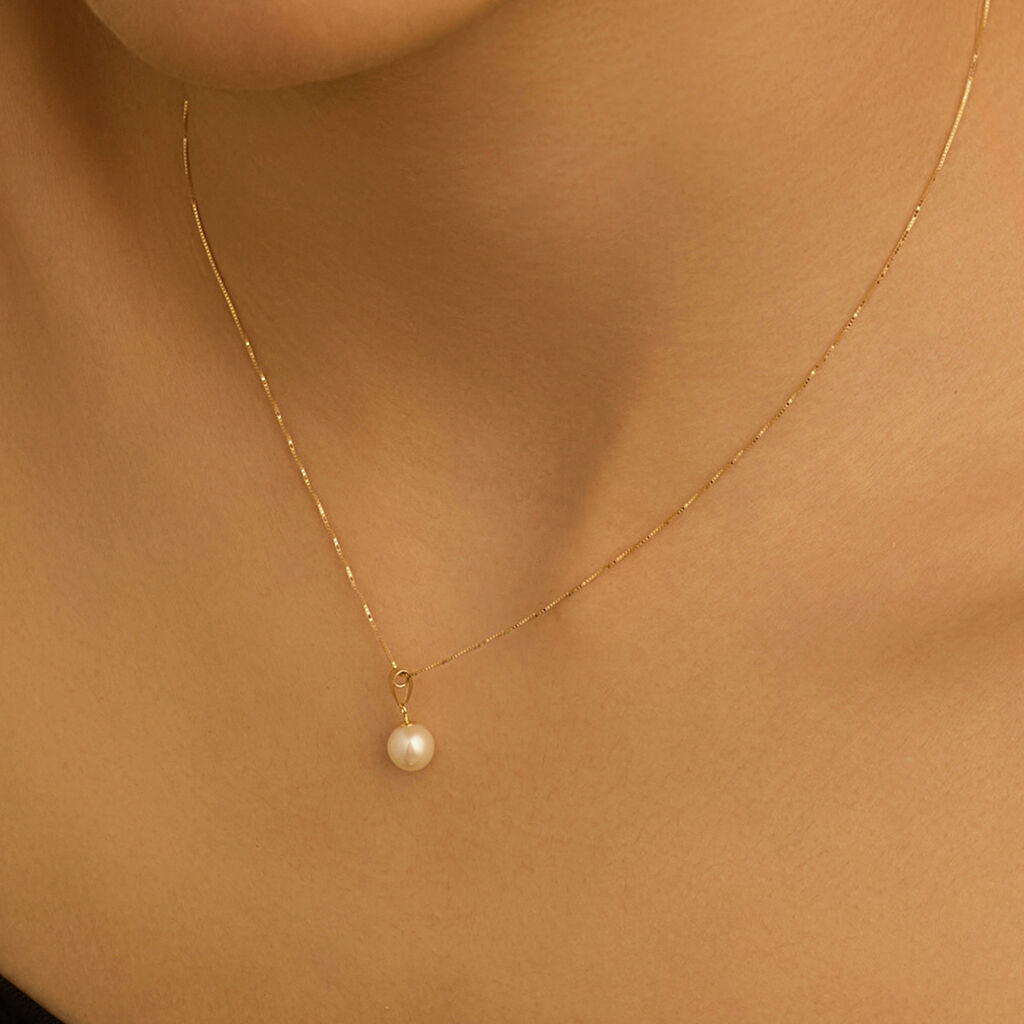 Collana Gabrielle Oro Giallo Perla D'Acqua Dolce