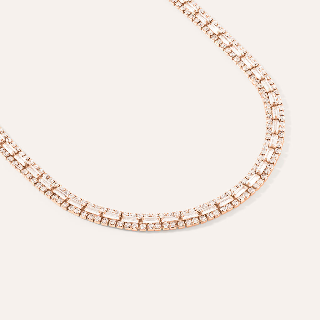 Collana Tennis Romantic Shine Metallo Rosa Cristallo