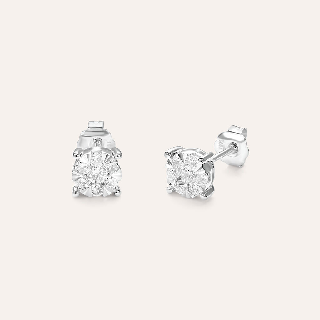 Orecchini Lobo Punto Luce Petali Oro Bianco Diamante - Orecchini a Lobo Donna | Stroili