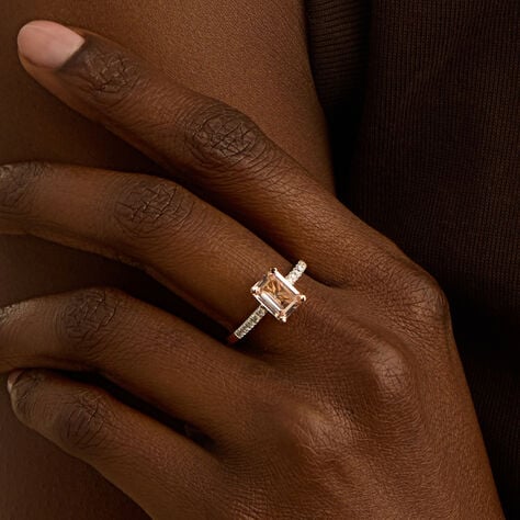 Anello Solitario Jasmine Oro Rosa Morganite Diamante - Anelli con Pietre Donna | Stroili